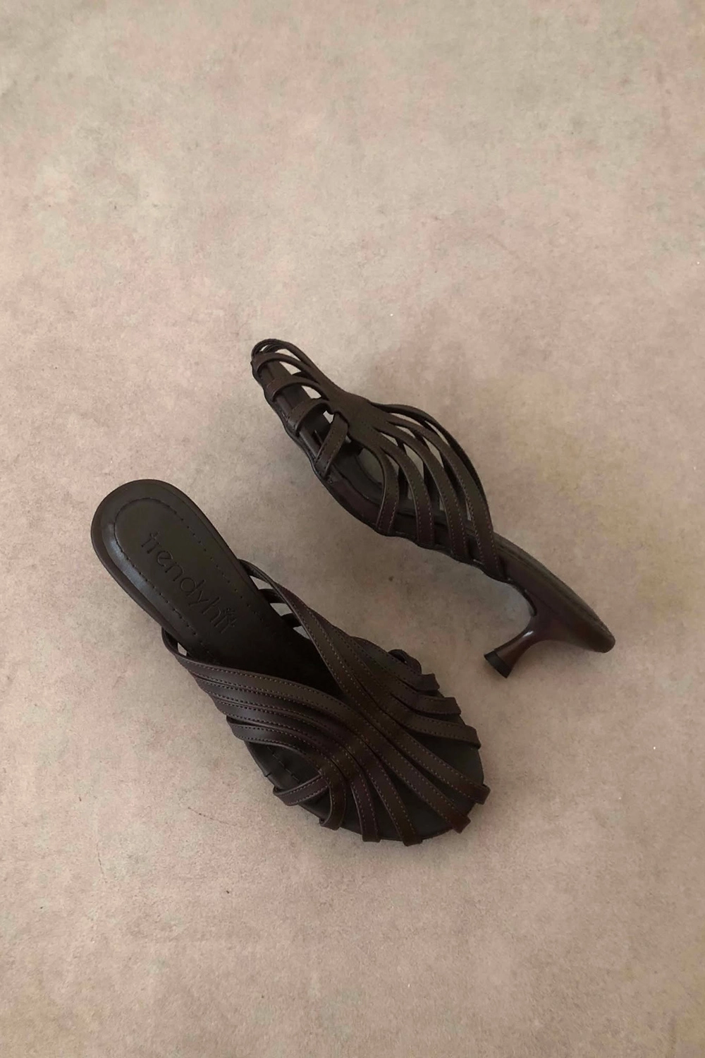 Baylan Acı Kahve 4cm Kafesli Kadın Topuklu Terlik