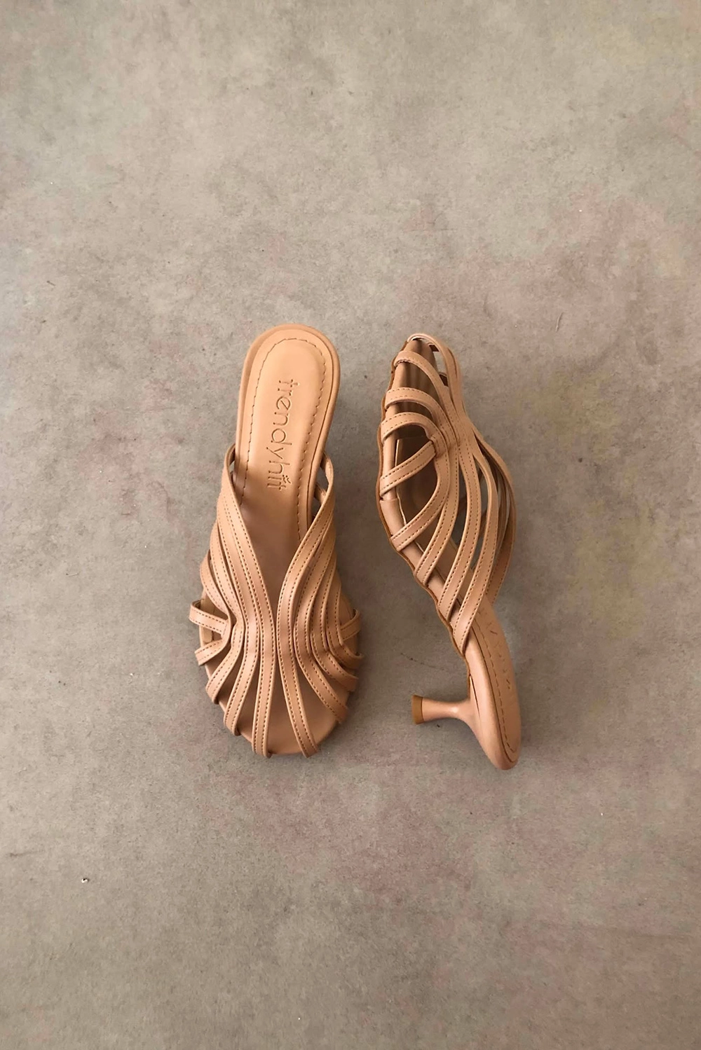 Baylan Karamel Nude 4cm Kafesli Kadın Topuklu Terlik