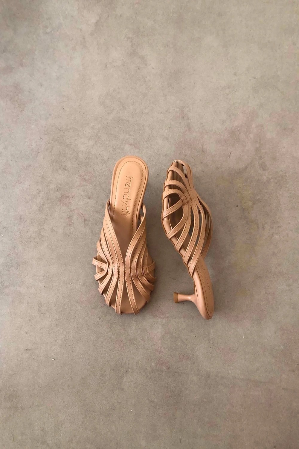 Baylan Karamel Nude 4cm Kafesli Kadın Topuklu Terlik