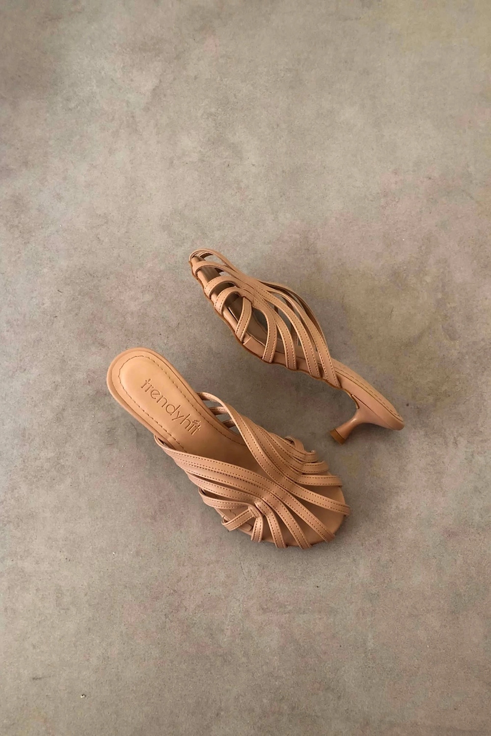 Baylan Karamel Nude 4cm Kafesli Kadın Topuklu Terlik