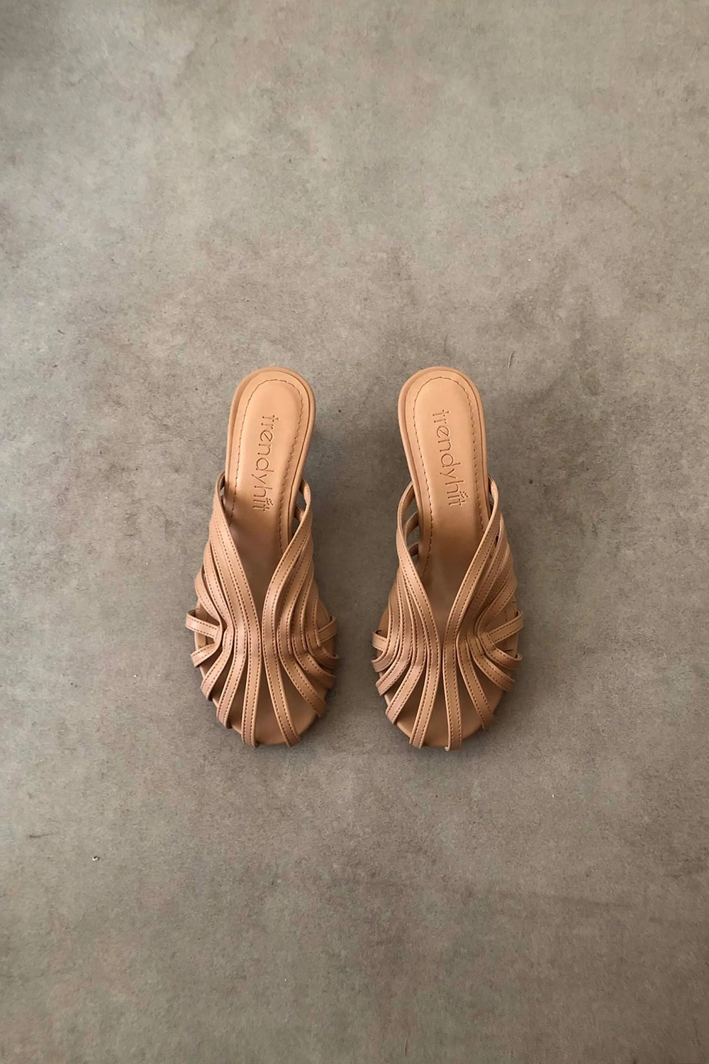 Baylan Karamel Nude 4cm Kafesli Kadın Topuklu Terlik