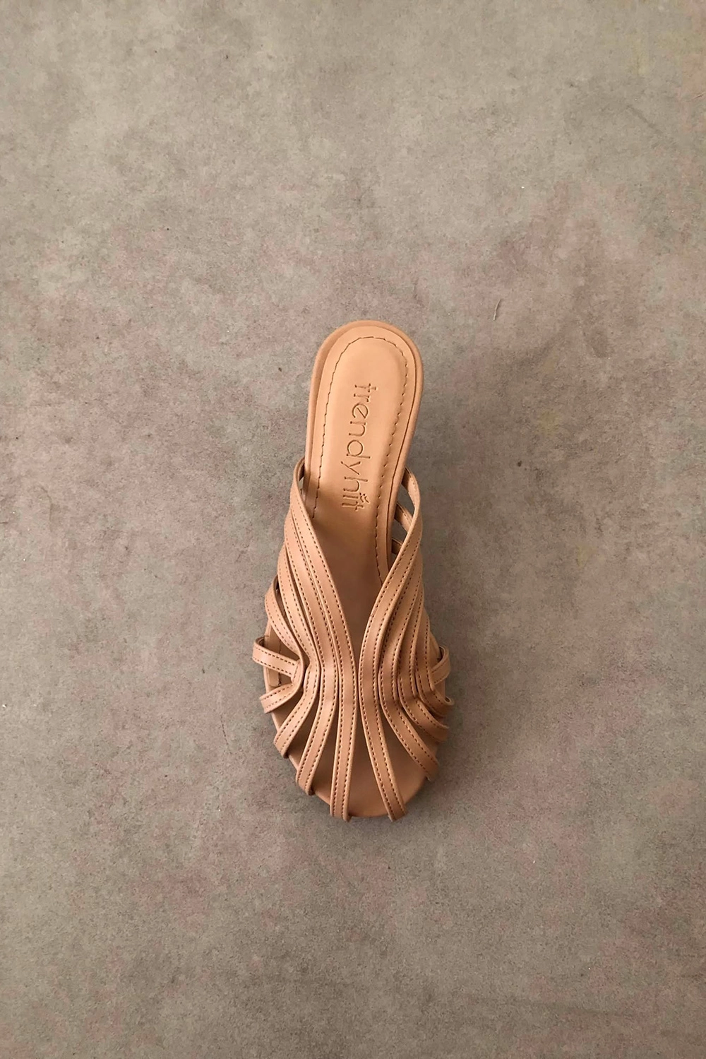 Baylan Karamel Nude 4cm Kafesli Kadın Topuklu Terlik