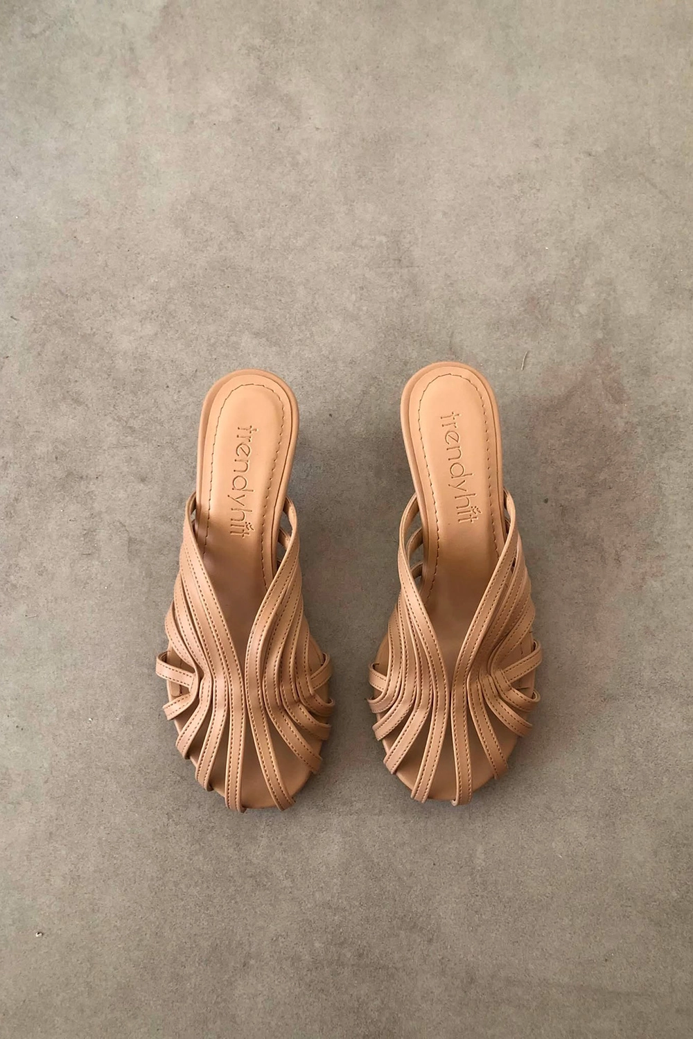 Baylan Karamel Nude 4cm Kafesli Kadın Topuklu Terlik