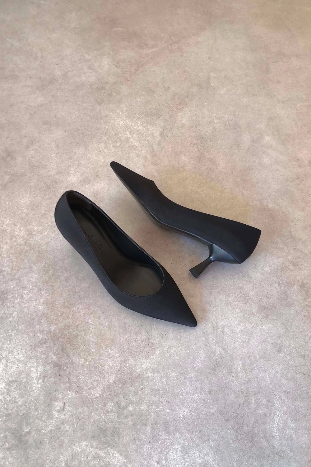 Sole Siyah Kumaş 6cm Kadın Topuklu Ayakkabı