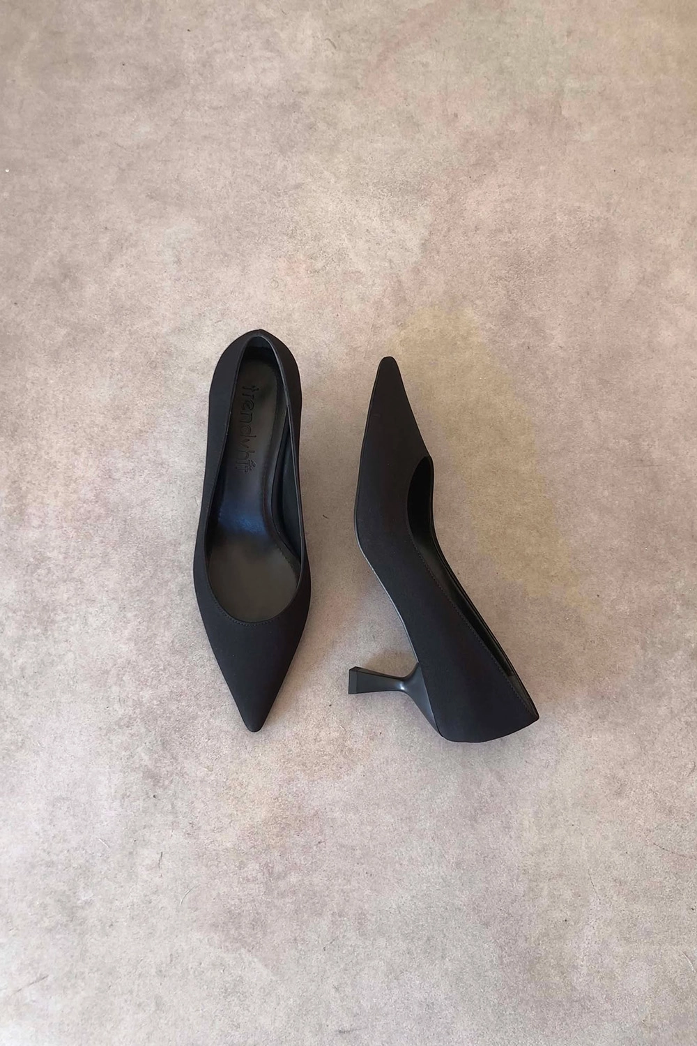 Sole Siyah Kumaş 6cm Kadın Topuklu Ayakkabı