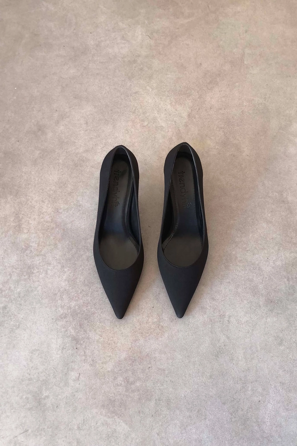 Sole Siyah Kumaş 6cm Kadın Topuklu Ayakkabı