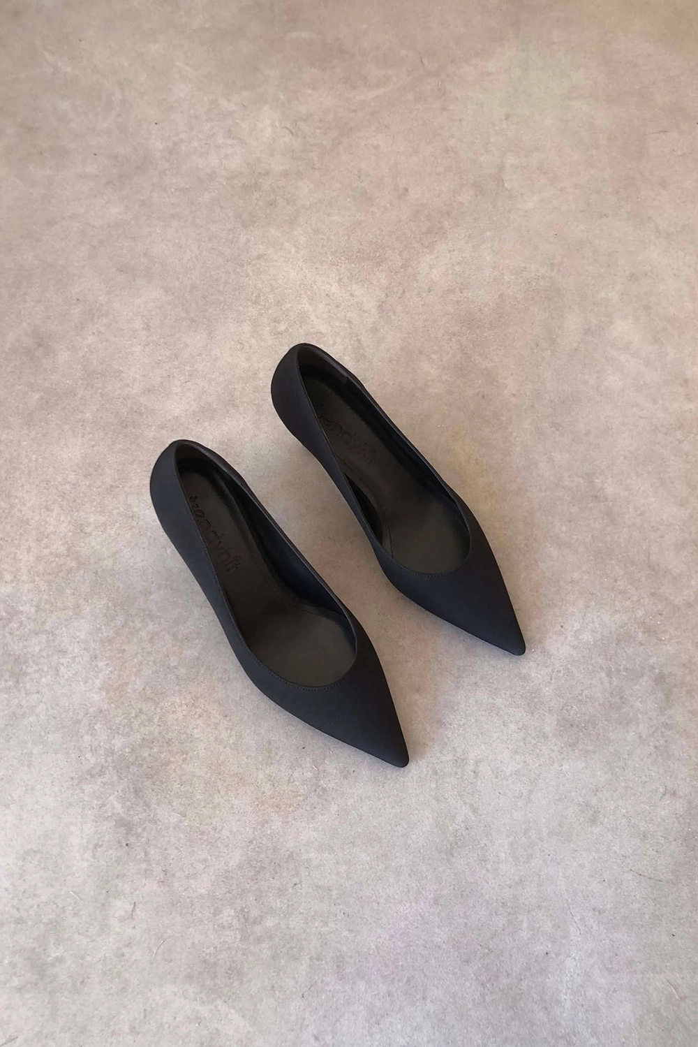 Sole Siyah Kumaş 6cm Kadın Topuklu Ayakkabı