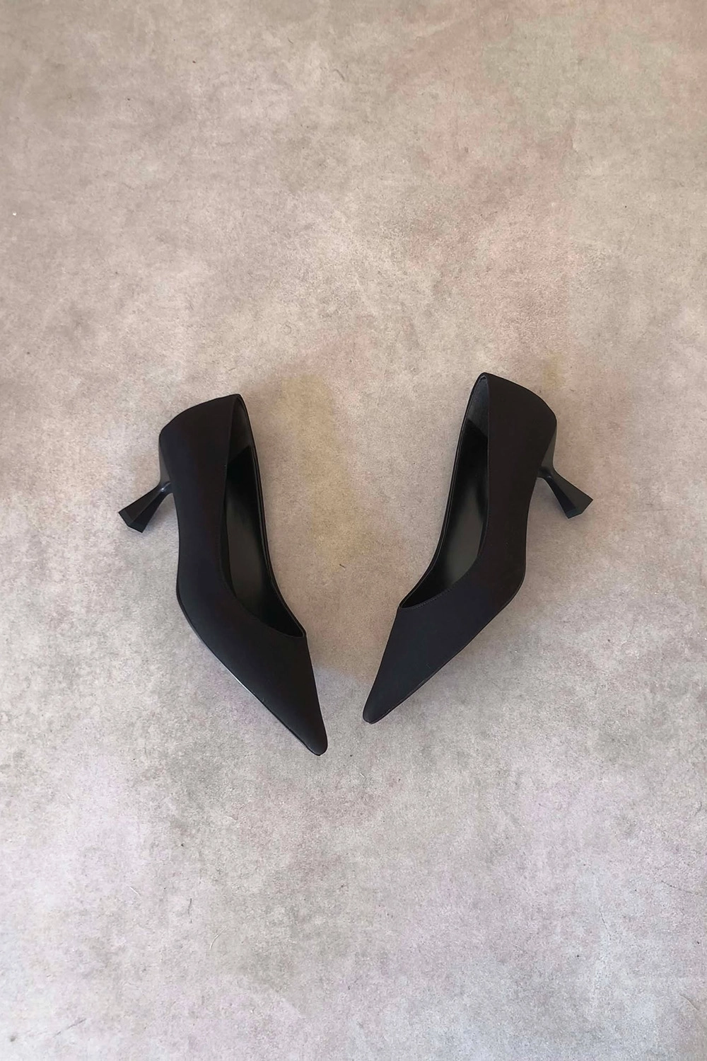 Sole Siyah Kumaş 6cm Kadın Topuklu Ayakkabı