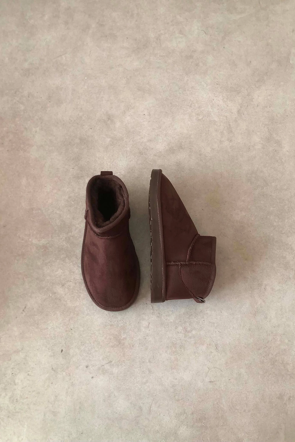 Feno Kahve Süet İçi Kürklü Mini Kadın Bot