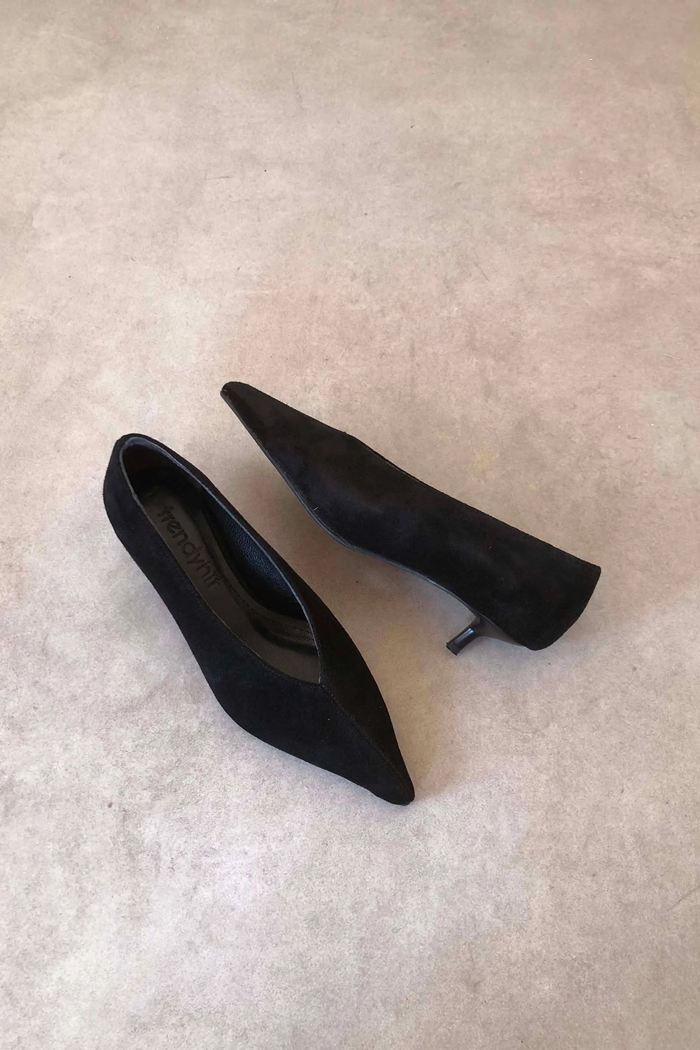 Elis Siyah Hakiki Süet Deri Basic 4cm Topuklu Ayakkabı