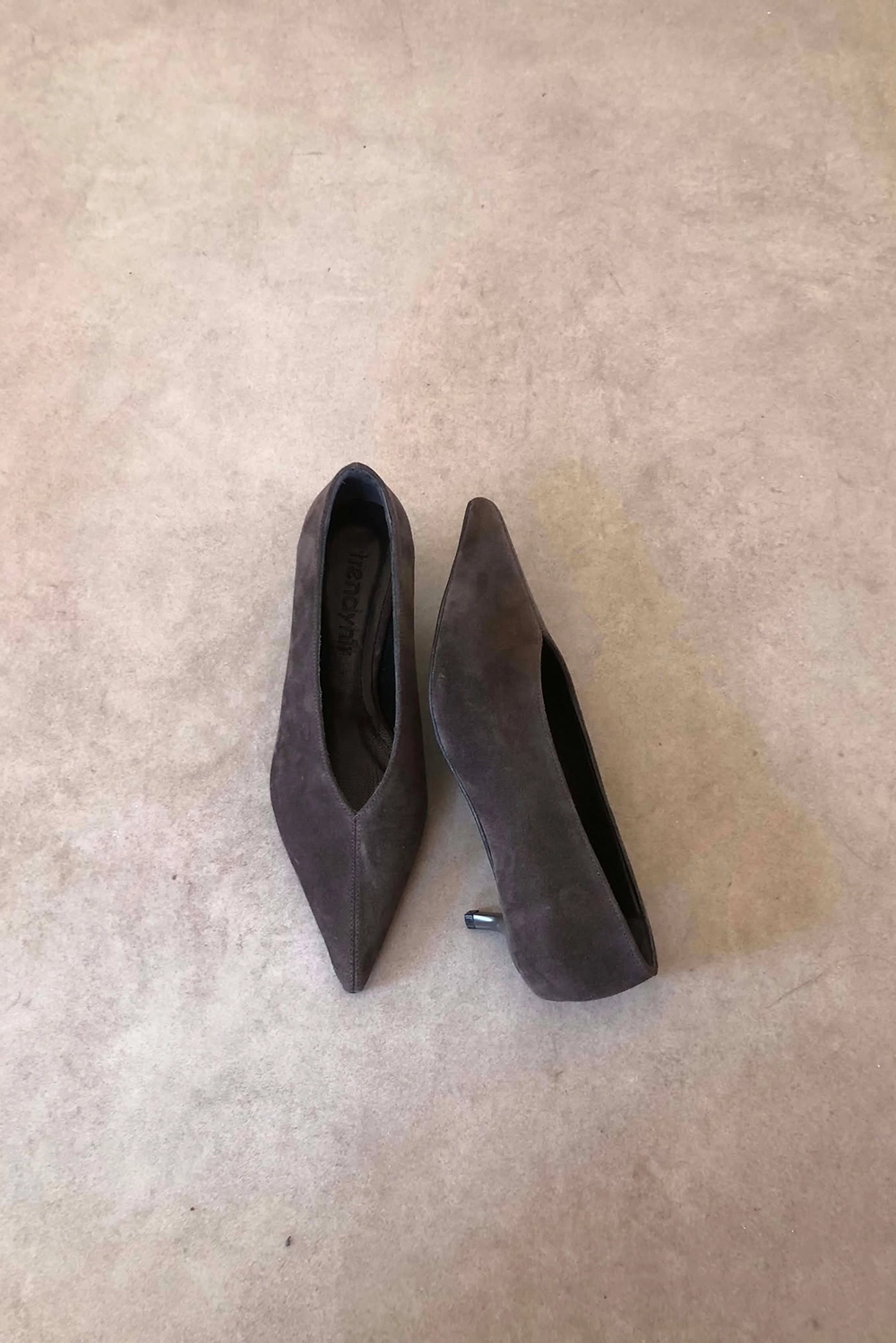 Elis Antrasit Hakiki Süet Deri Basic 4cm Topuklu Ayakkabı