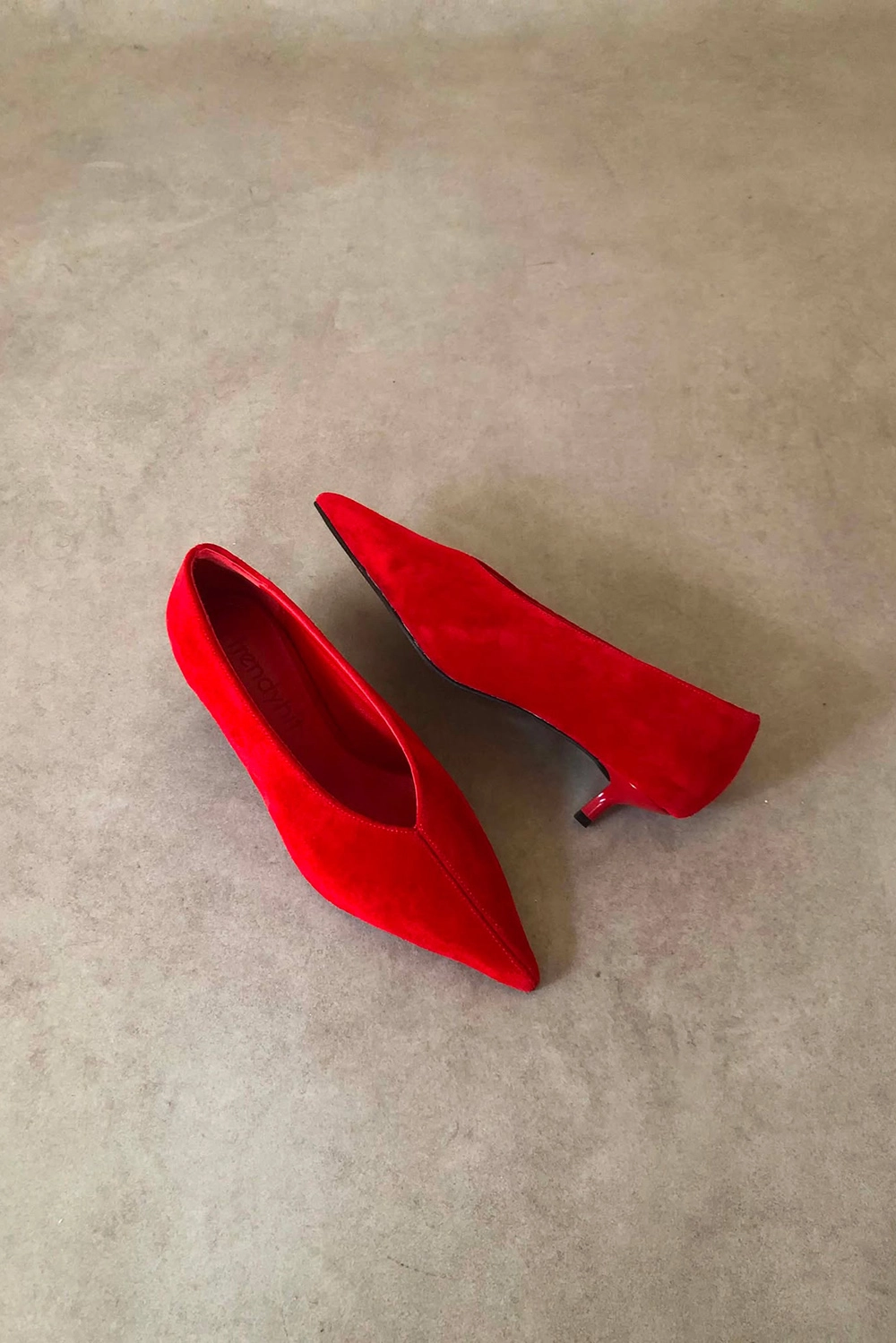 Elis Kırmızı Hakiki Süet Deri Basic 4cm Topuklu Ayakkabı