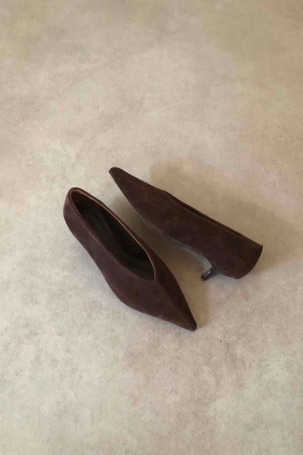 Elis Kahve Hakiki Süet Deri Basic 4cm Topuklu Ayakkabı