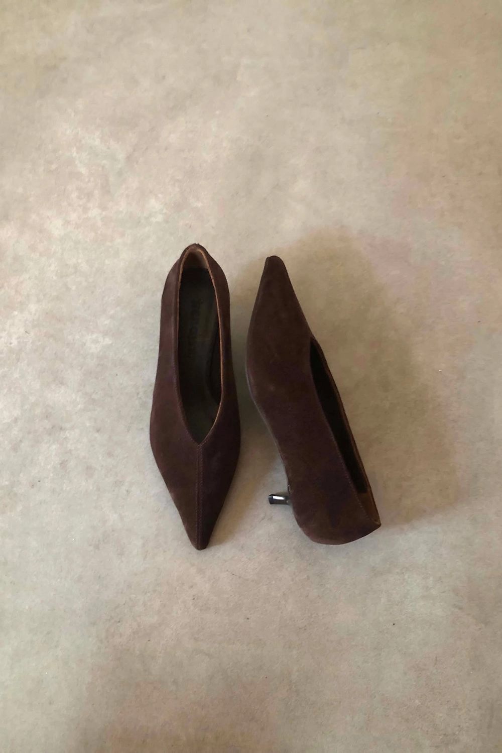 Elis Kahve Hakiki Süet Deri Basic 4cm Topuklu Ayakkabı