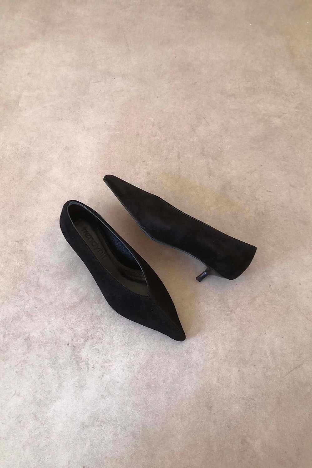 Elis Siyah Hakiki Süet Deri Basic 4cm Topuklu Ayakkabı