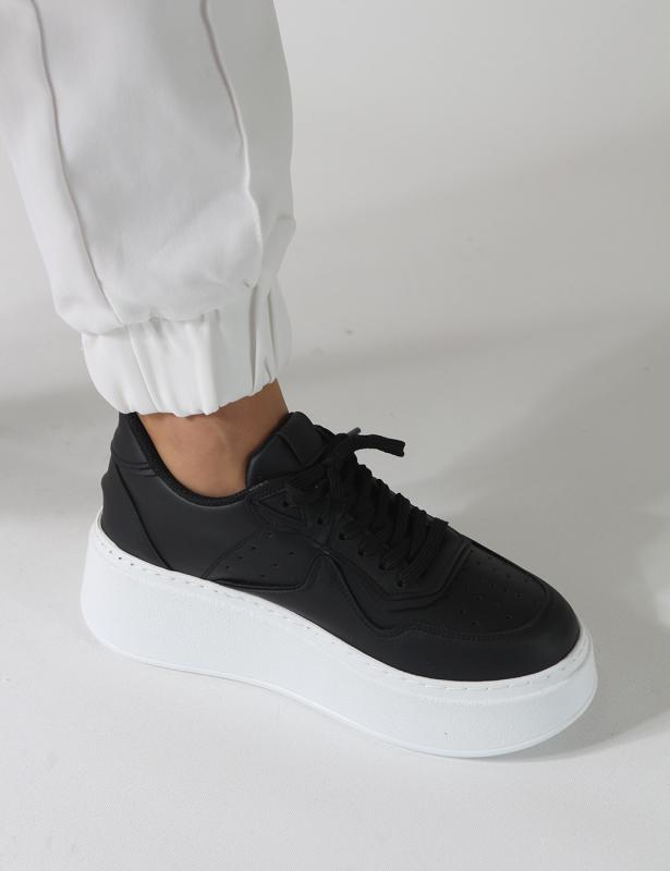 Allstar Siyah Mat Kalın Taban Bağcıklı Sneakers