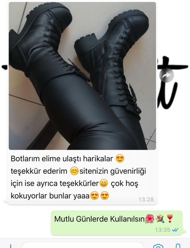 Julia Siyah Mat Floter Deri Bağcıklı Postal Çizme