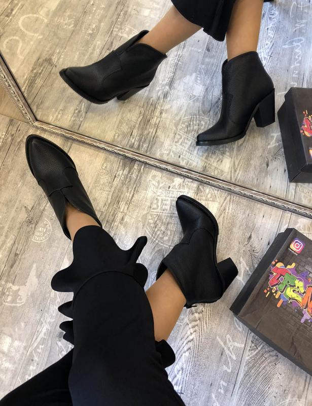 Ancle Siyah floter deri Western Topuklu Kadın Bot