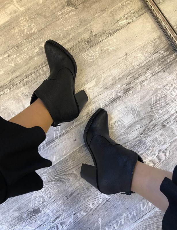 Ancle Siyah floter deri Western Topuklu Kadın Bot