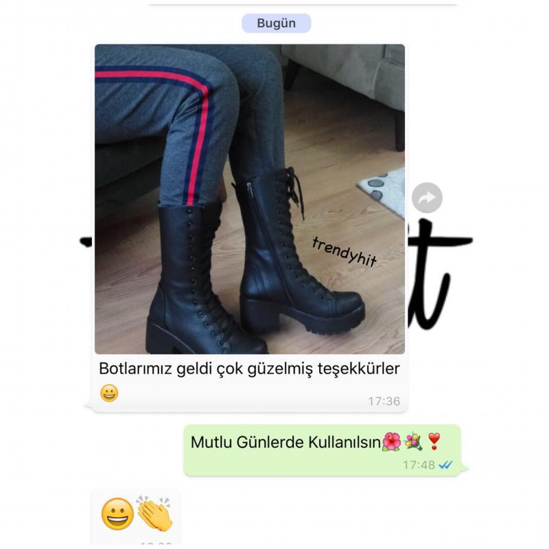 Julia Siyah Mat Floter Deri Bağcıklı Postal Çizme