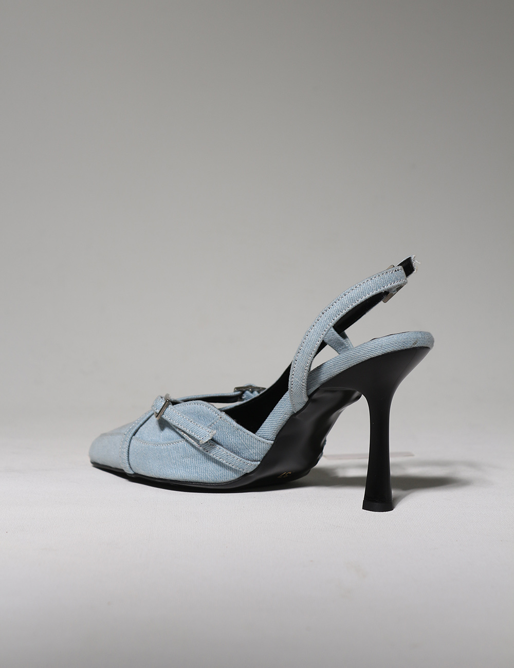  Jade Buz Mavi Kot Çapraz Kemerli 8cm Kadın Topuklu Ayakkabı