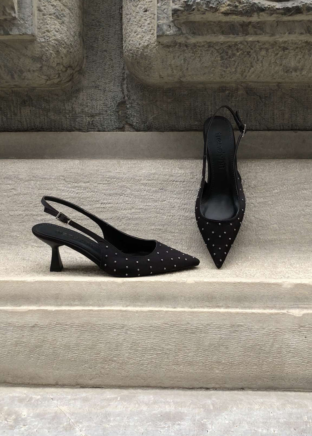 Jess Siyah Pimli 6cm Kadın Topuklu Ayakkabı