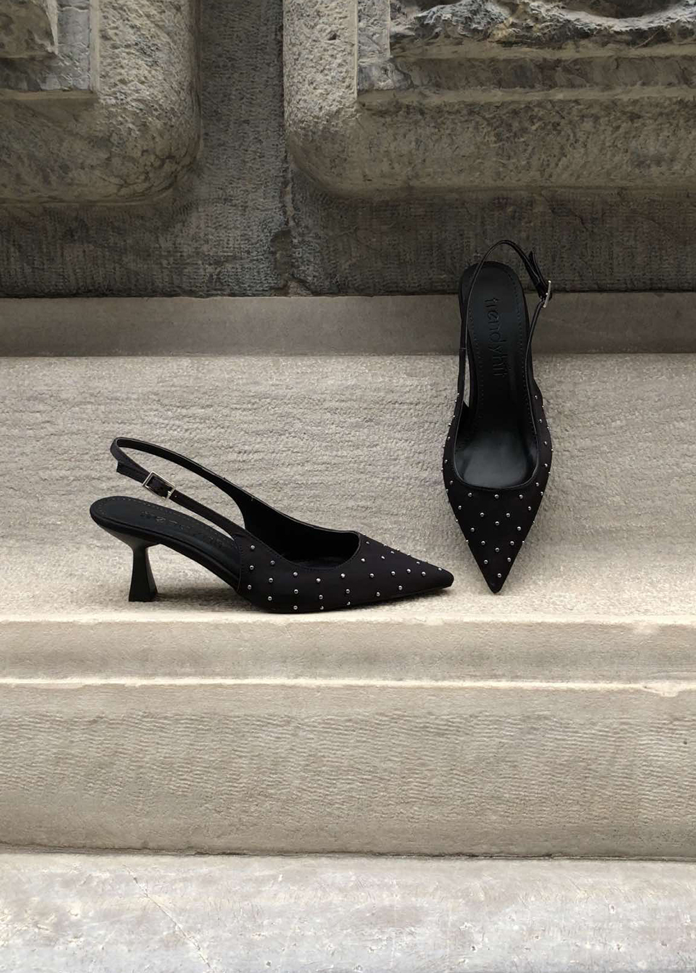 Jess Siyah Pimli 6cm Kadın Topuklu Ayakkabı