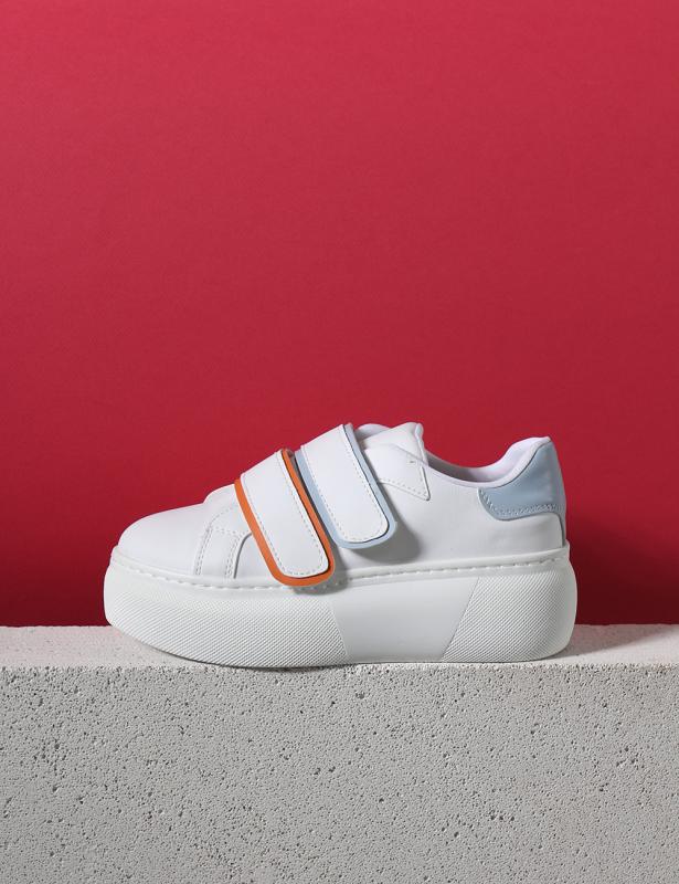 Motta Beyaz mat Renkli Cırtlı Kalın Taban Kadın Sneakers