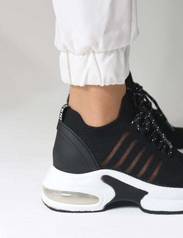 Paulo Siyah Triko Gizli Topuk Air Tabanlı Sneakers