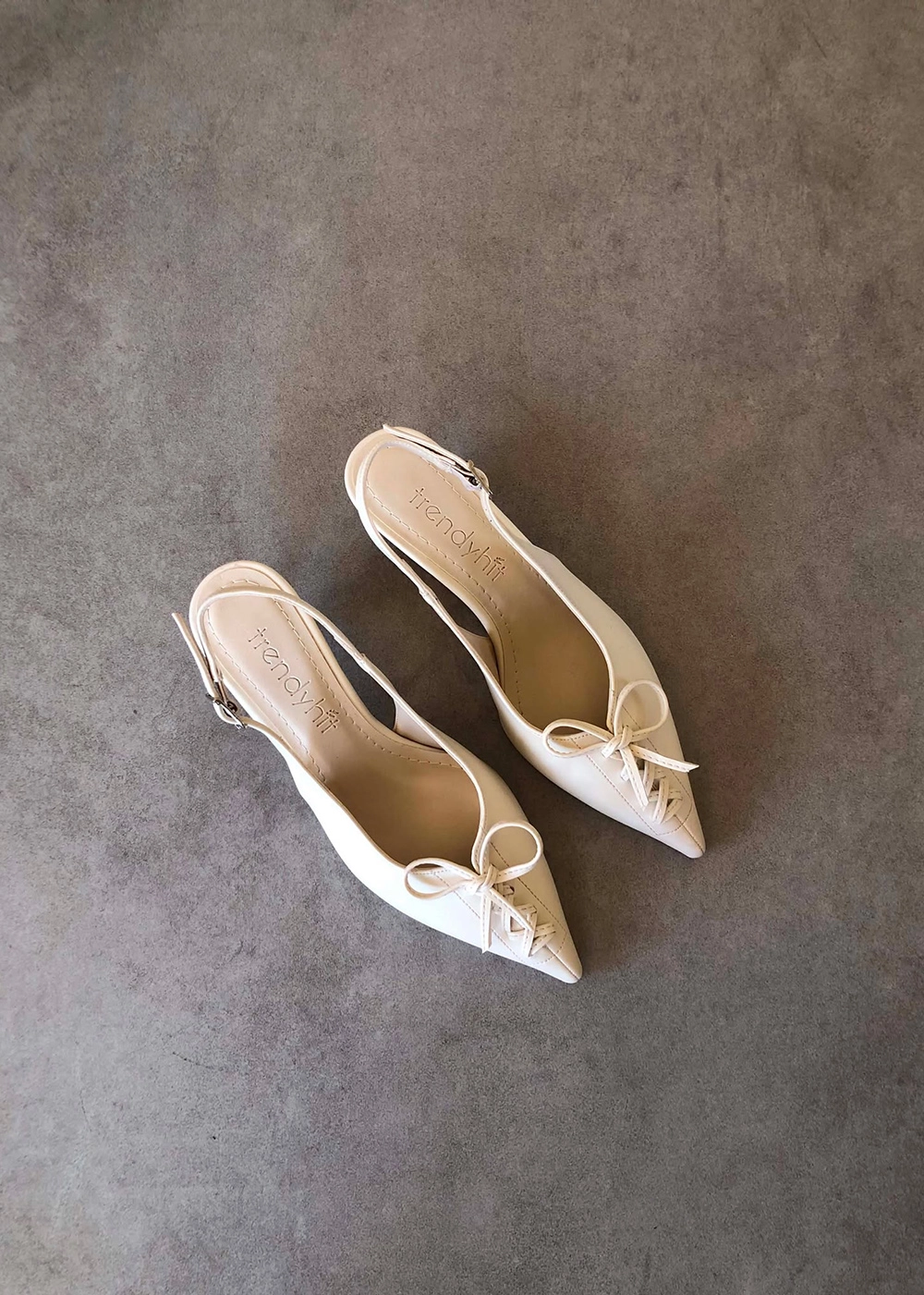 Phuket Ekru Bağcıklı 4cm Topuklu Ayakkabı