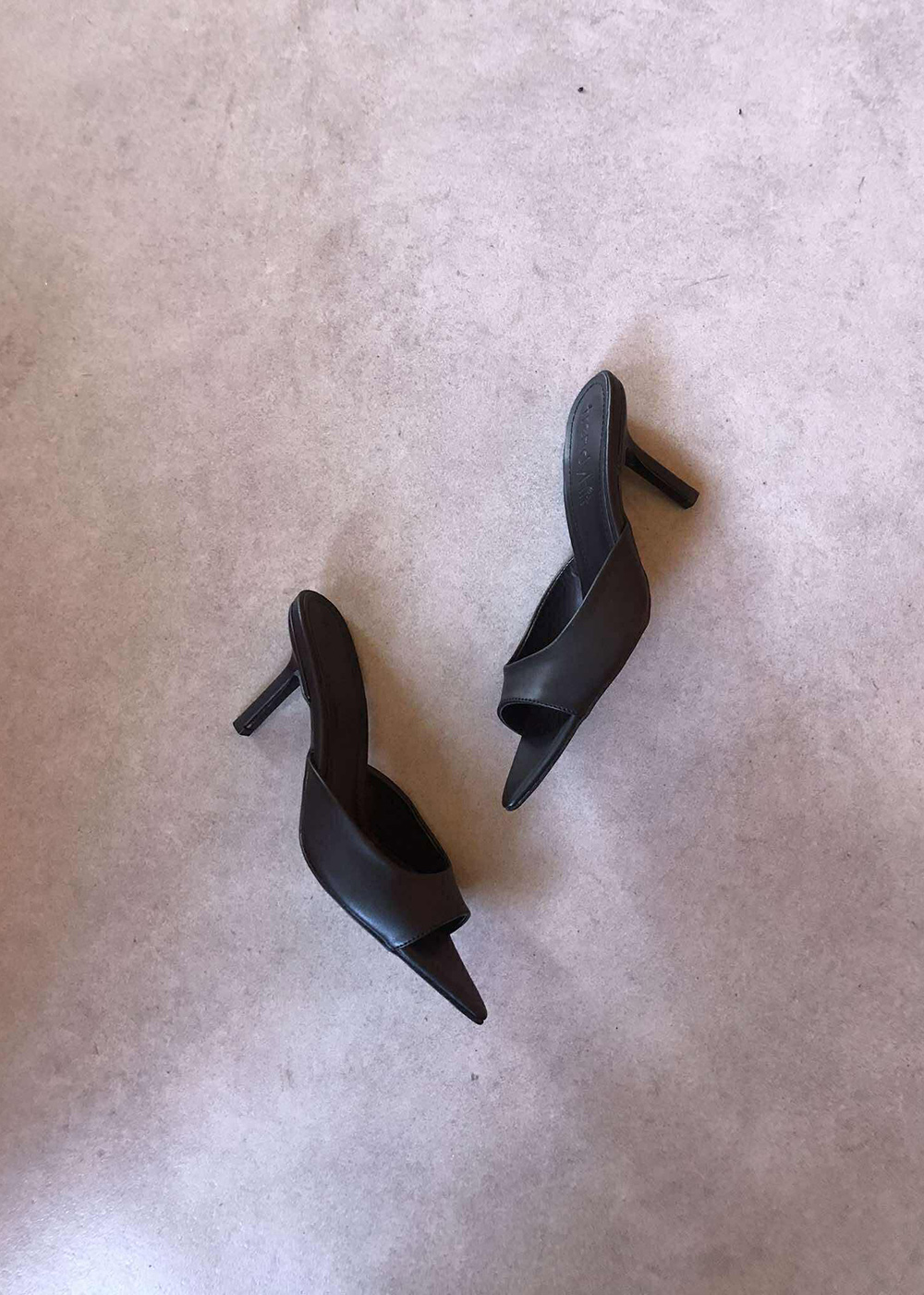 Rita Siyah Mat Deri 8cm Kadın Topuklu Terlik