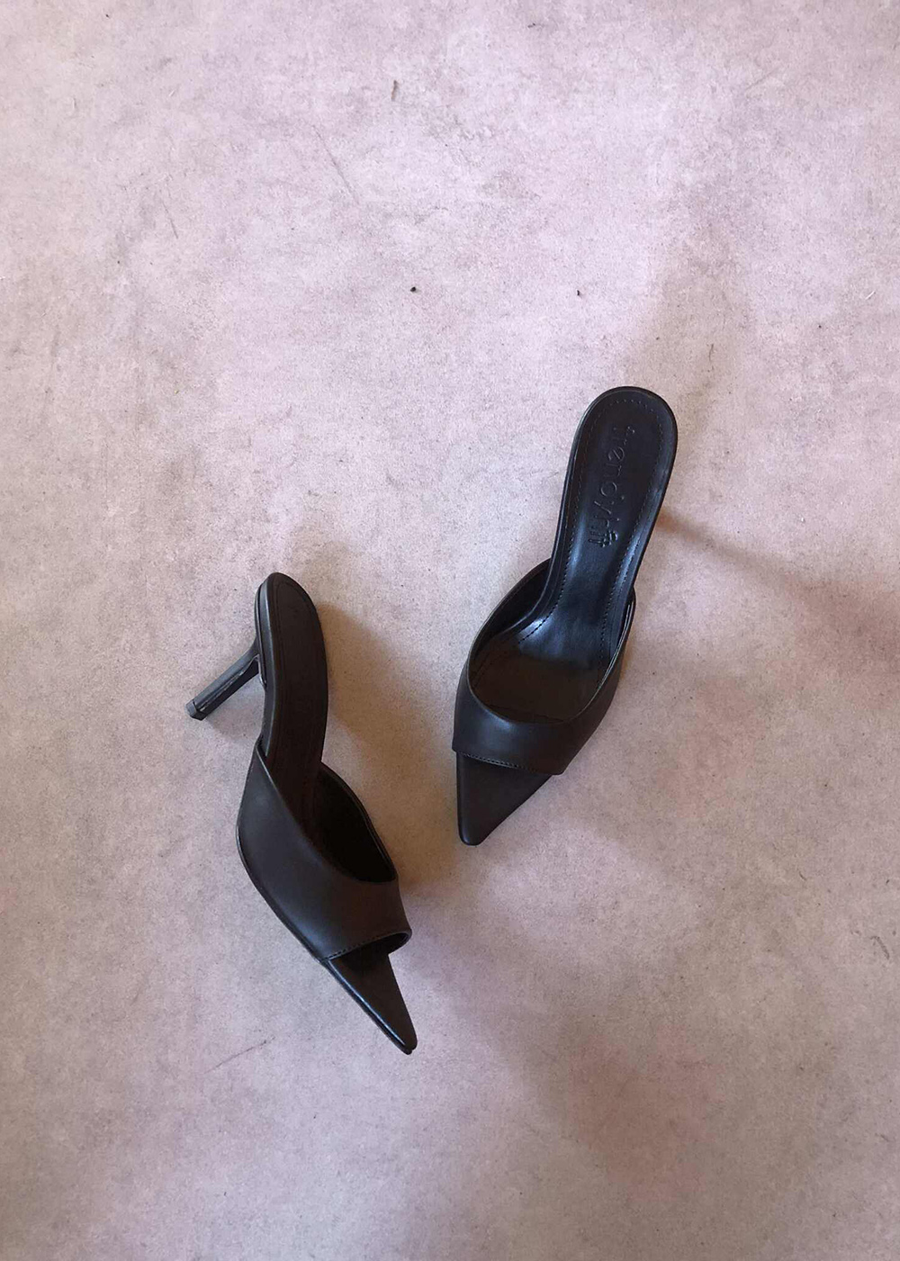 Rita Siyah Mat Deri 8cm Kadın Topuklu Terlik