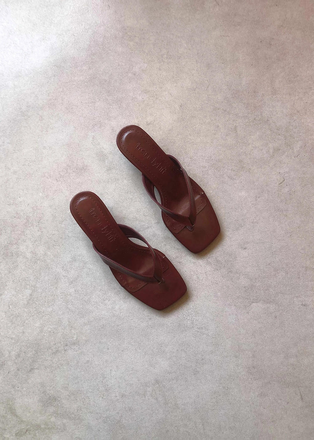 Savi Bordo Küt Burun Parmak Arası 4cm Topuklu Kadın Terlik