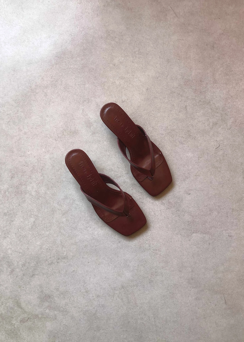 Savi Bordo Küt Burun Parmak Arası 4cm Topuklu Kadın Terlik