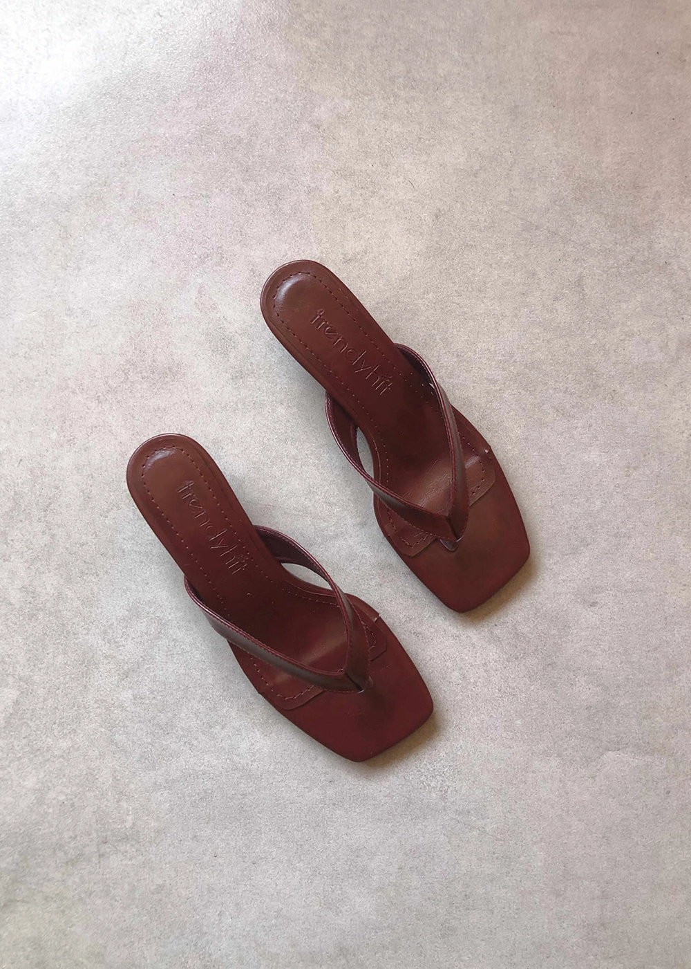 Savi Bordo Küt Burun Parmak Arası 4cm Topuklu Kadın Terlik