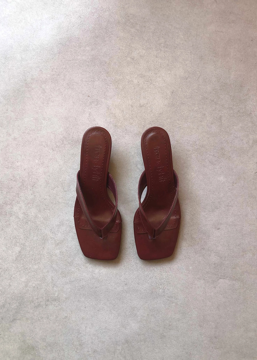 Savi Bordo Küt Burun Parmak Arası 4cm Topuklu Kadın Terlik