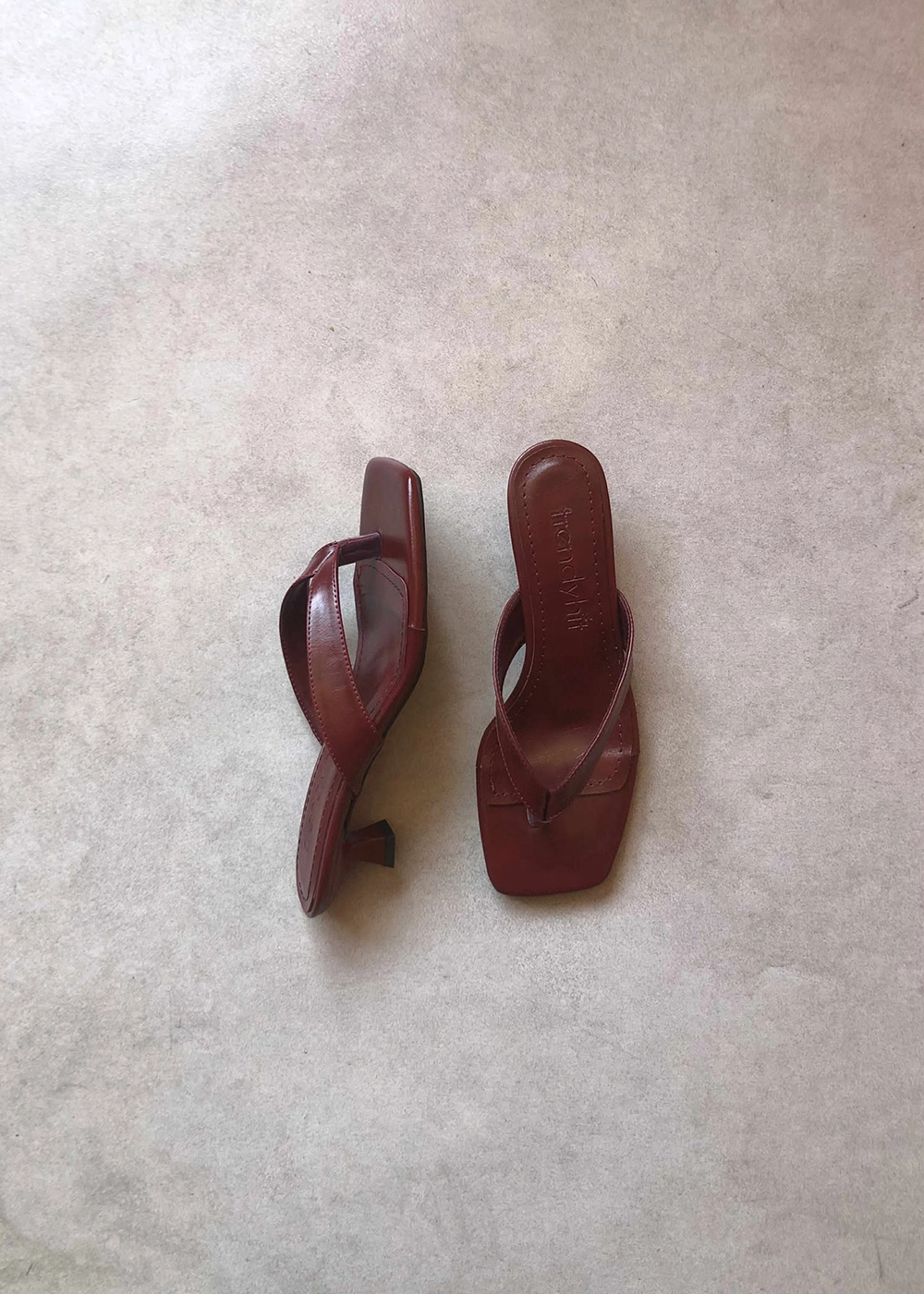 Savi Bordo Küt Burun Parmak Arası 4cm Topuklu Kadın Terlik