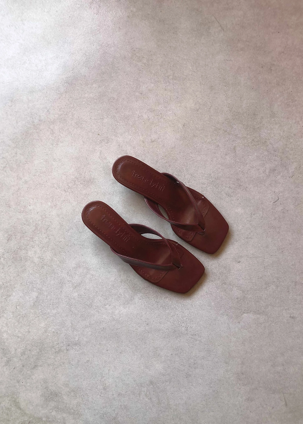 Savi Bordo Küt Burun Parmak Arası 4cm Topuklu Kadın Terlik