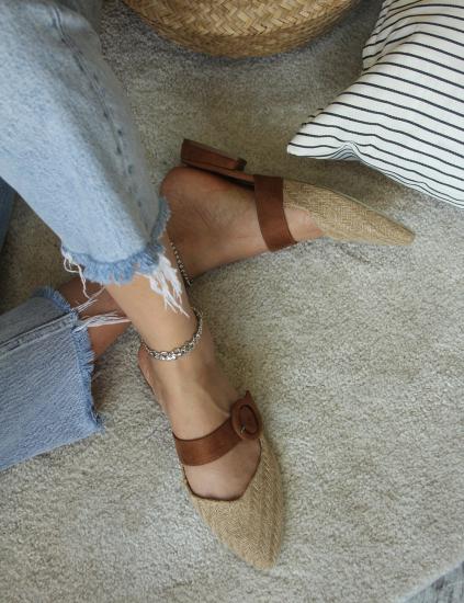 Kadın Hasır Topuklu Terlik, Topuklu Ayakkabı, Sandalet