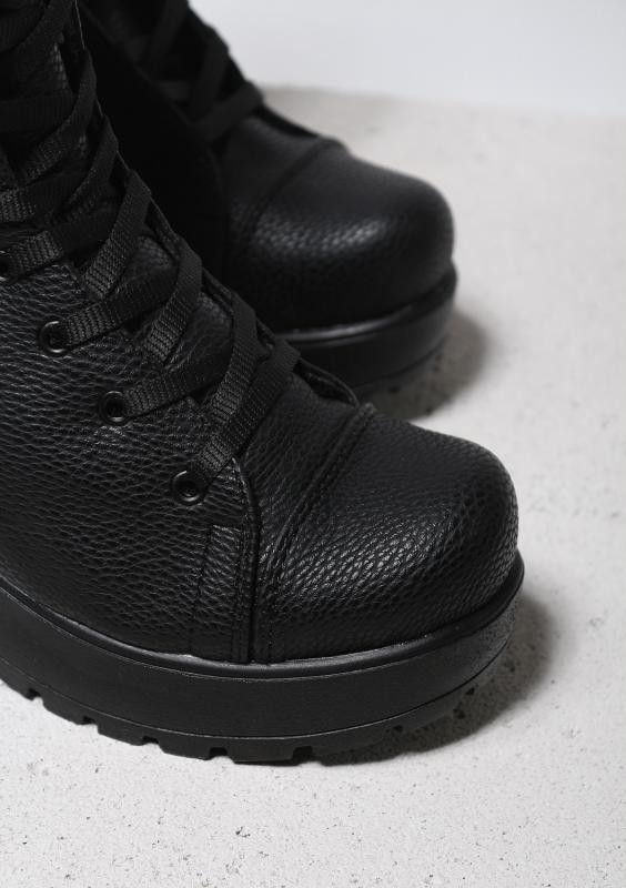 Julia Siyah Mat Floter Deri Bağcıklı Postal Çizme