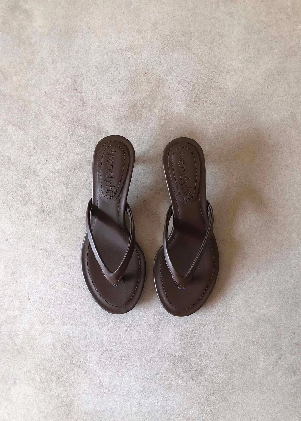 Veno Kahverengi Parmak Arası 4cm Topuklu Kadın Terlik