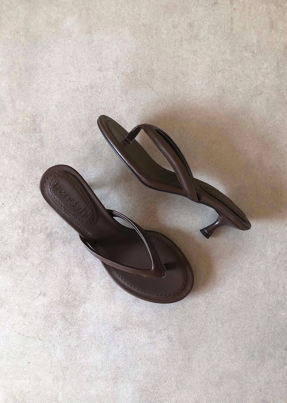 Veno Kahverengi Parmak Arası 4cm Topuklu Kadın Terlik