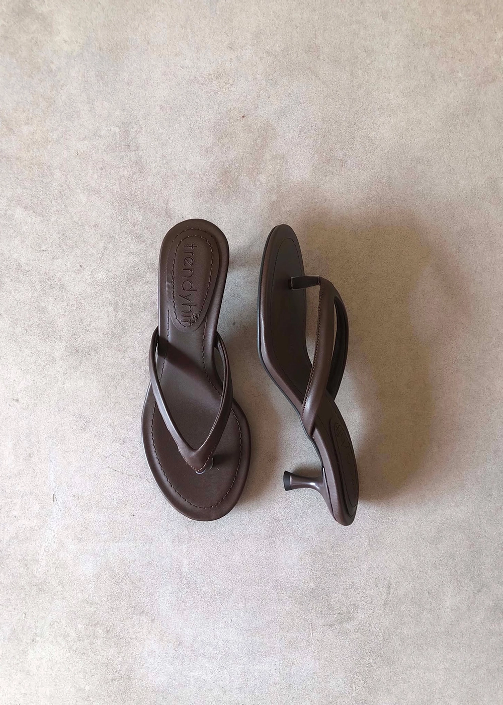 Veno Kahverengi Parmak Arası 4cm Topuklu Kadın Terlik