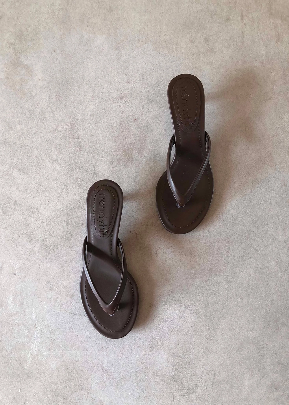 Veno Kahverengi Parmak Arası 4cm Topuklu Kadın Terlik