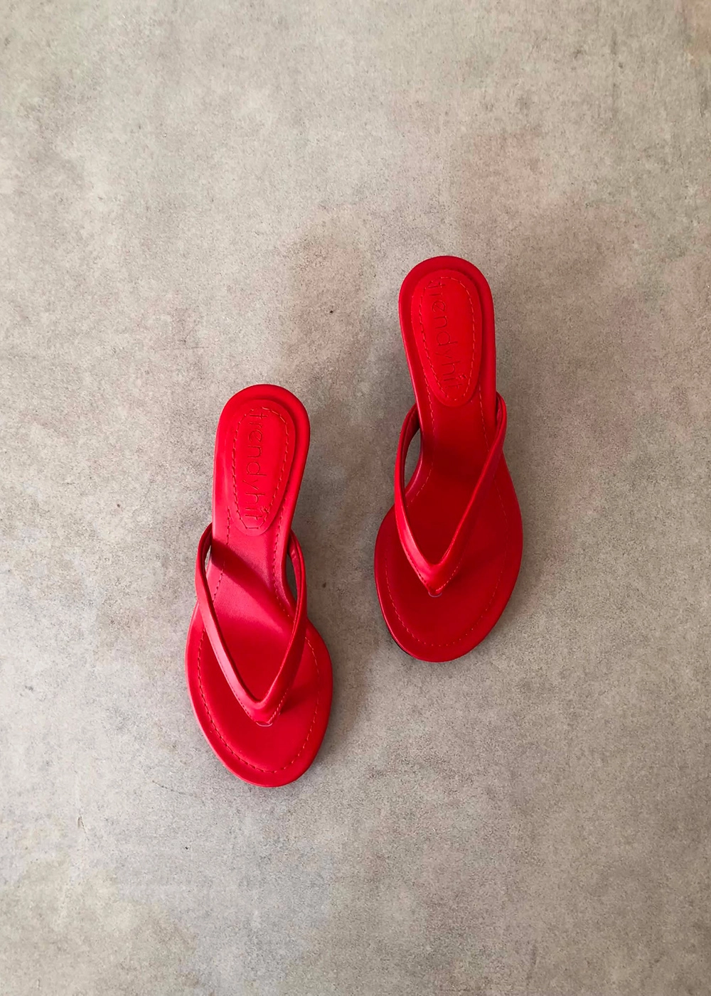  Veno Kırmızı Parmak Arası 4cm Topuklu Kadın Terlik
