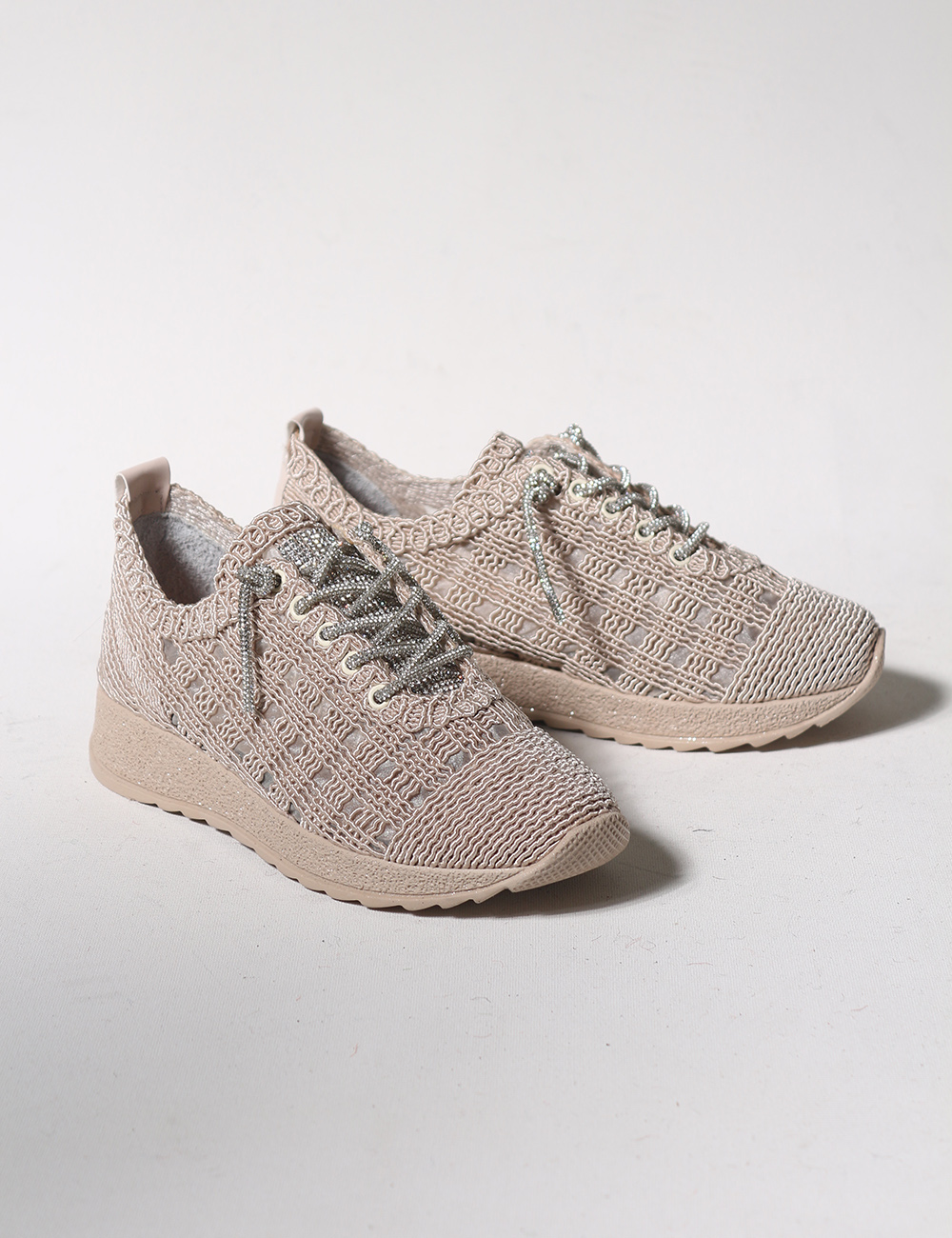 Guca%20Vizon%20Dantelli%20Bağcıklı%20Taş%20Detaylı%20Kadın%20Sneakers
